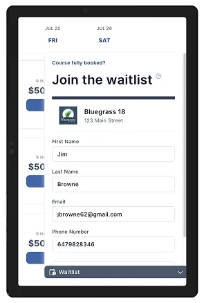 Waitlist tablet interface